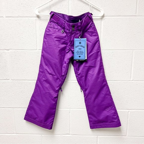 Roxy Kid's Girl's 10K Water Resistant Purple Snow Winter Ski Pants